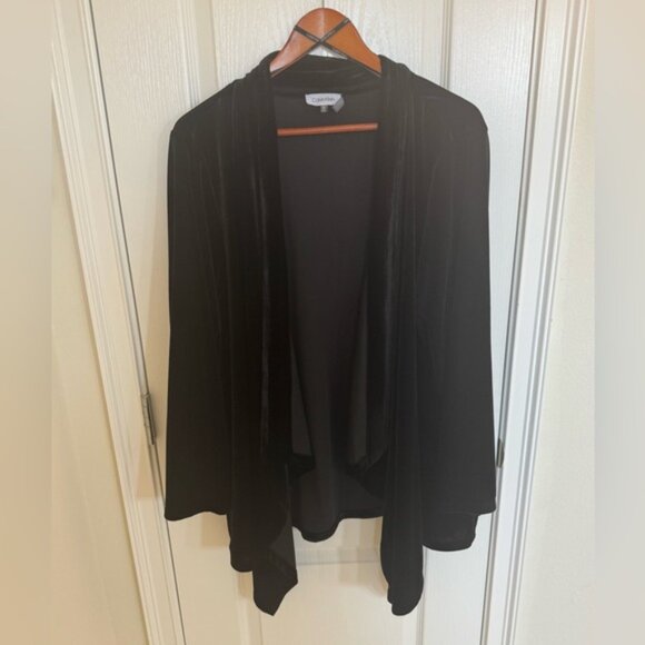 CALVIN KLEIN Black Velour Open Front Jacket in Women’s Plus Size 2X - Picture 8 of 10